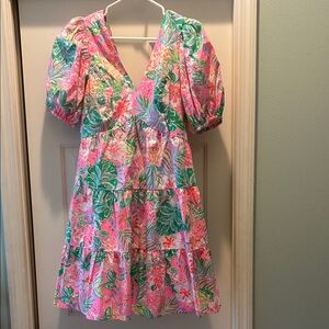 Lilly Pulitzer journey to the jungle Pink, Green & Blue Floral Dress